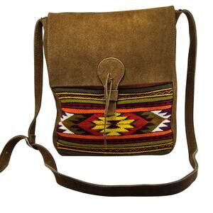 MALKY Arte Nativa Leather /Wool Aztec Print Purse